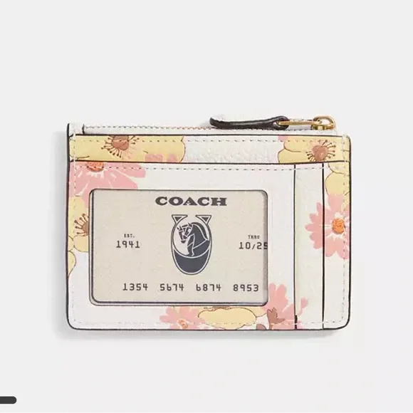 GUC Coach Mini Skinny Id Case With Floral Print with Key Ring - Picture 4 of 4